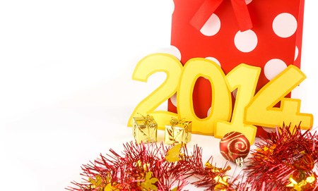New year 2014 decoration on white