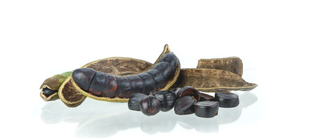 Archidendron jiringa  tropical vegetable on white backgroundの写真素材