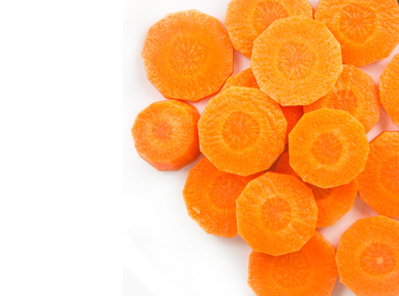Top view of carrot - orange vegeable on white backgroundの写真素材