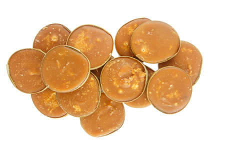 palm sugar (Borassus flabellifer Linn.) on white backgroundの写真素材