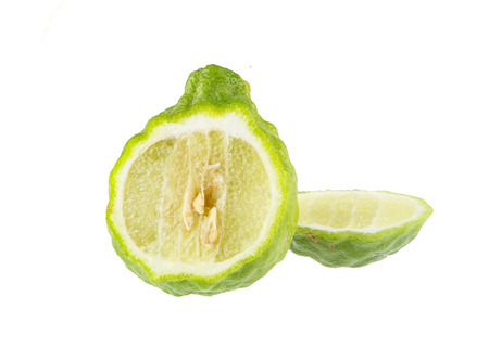 Kaffir lime - tropical herb on white backgroundの写真素材