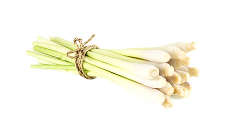 Fresh lemongrass vegetable on white backgroundの写真素材