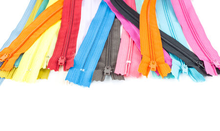 Colorful zipper - sewing object  on white backgroundの写真素材