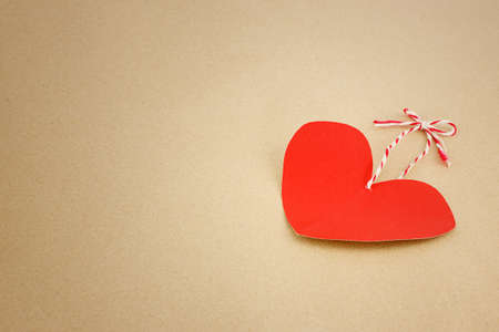 Red hearts on brown background for valentines dayの写真素材