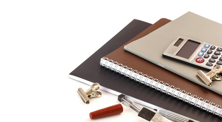 set of stationery tools on white backgroundの写真素材