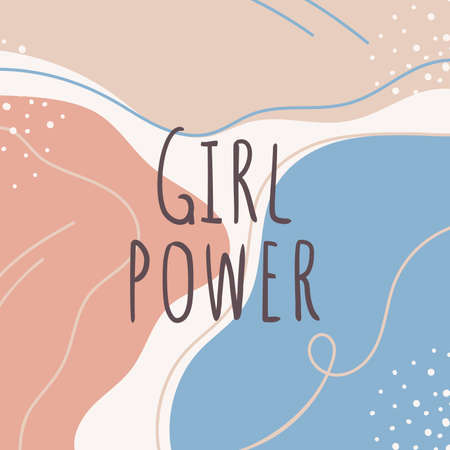 Girl power feminist slogan on abstract background. Vector illustration.のイラスト素材