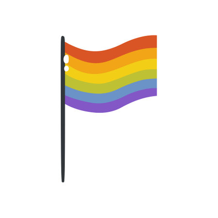 The rainbow flag is an LGBTQ symbol. Vector illustration of a rainbow flag isolated on a white background. A simple flat flag icon. Happy pride month.のイラスト素材