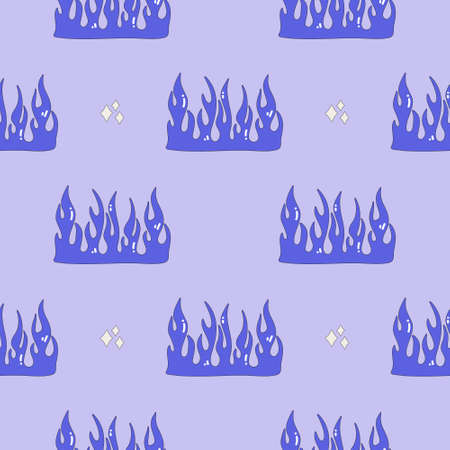 Seamless flame pattern in tribal style. Pattern in the style of the 2000s. Cute bright wrapping paper. Modern vector illustration Y2kのイラスト素材