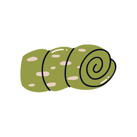 Sleeping bag, flat vector illustration. A twisted sleeping bag for hiking. isolated on a white backgroundのイラスト素材
