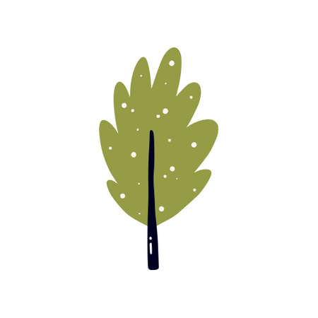 A green tree. Illustration of a cartoon tree with fruits. Flat vector illustration isolated on a white backgroundのイラスト素材