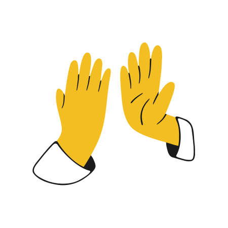 High five icon. Hands depicting the high-five gesture. Cartoon style. Simple flat vector illustration isolated on a white background. Design of a  sticker, print for clothes or posterのイラスト素材