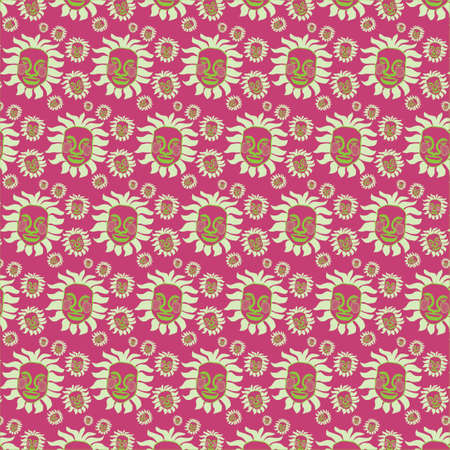 Illustration of seamless smiling face pattern background.のイラスト素材