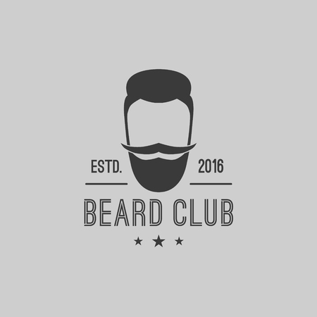 Vector hipster barber shop badge, emblem. Bearded man.のイラスト素材