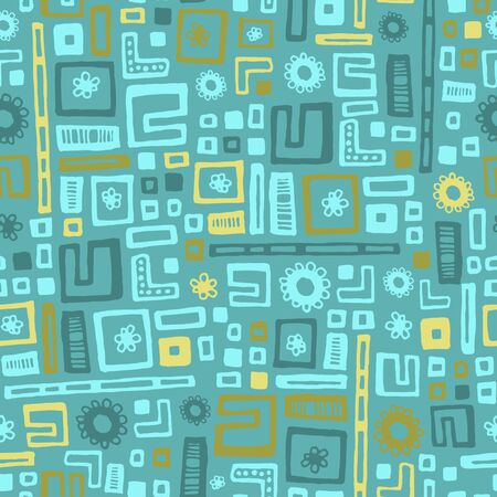 Hand drawn vector geometric seamless abstract pattern.のイラスト素材