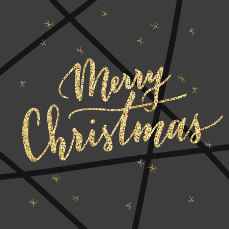 Vector hand written greeting Merry Christmas. Elegant lettering. Winter background. Pastel color holiday card with modern calligraphy.のイラスト素材