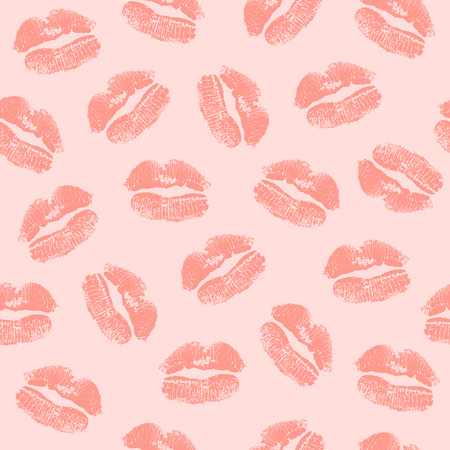Vector seamless lips, kiss Valentines day pattern.のイラスト素材