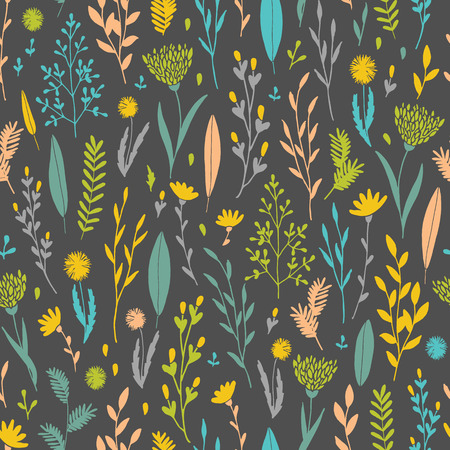 A Vector hand drawn floral seamless pattern and backdrop. Elegant plant background. Intricate modern summer and spring flower illustration set.のイラスト素材