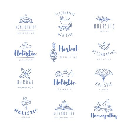 A Vector trendy hand drawn alternative medicine isolated on plain background.のイラスト素材