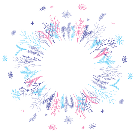 Cute and elegant  floral round frame.のイラスト素材