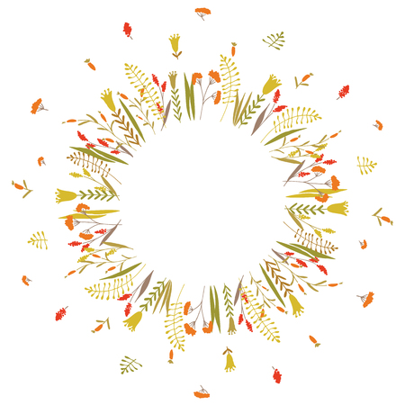 Cute and elegant floral round frame.のイラスト素材