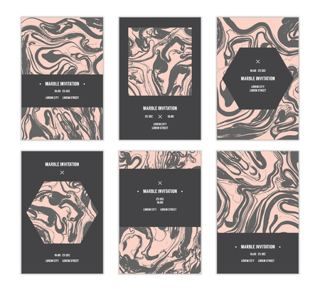 Vector handmade abstract marbling cards, invitations, wedding save the date cards.のイラスト素材
