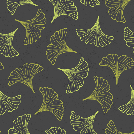 Vector hand drawn ginkgo seamless pattern. Alternative medicine background.のイラスト素材
