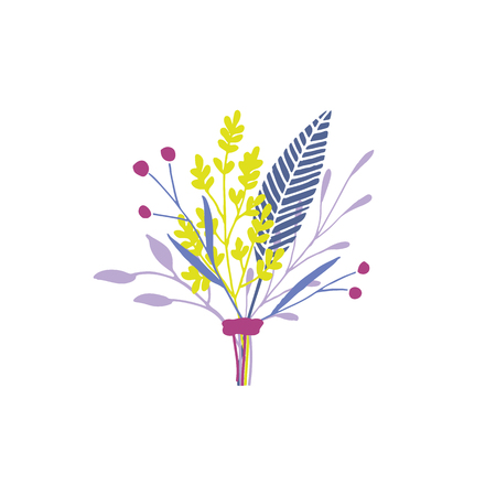 Cute and elegant vector floral bouquet. Pastel tone plant composition. Spring autumn winter Christmas stylish emblems and logo design elements.のイラスト素材