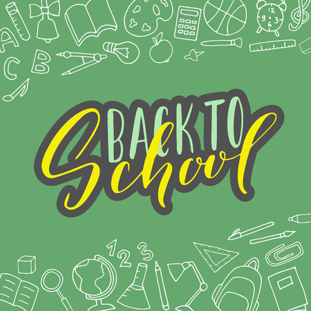 Vector hand written lettering quote. Modern calligraphy phrase. Back to school.のイラスト素材