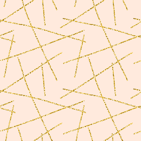 Vector hand drawn abstract seamless pattern. Minimal repeating background. Hipster minimalistic seamless pattern. Gold stripes pattern.のイラスト素材