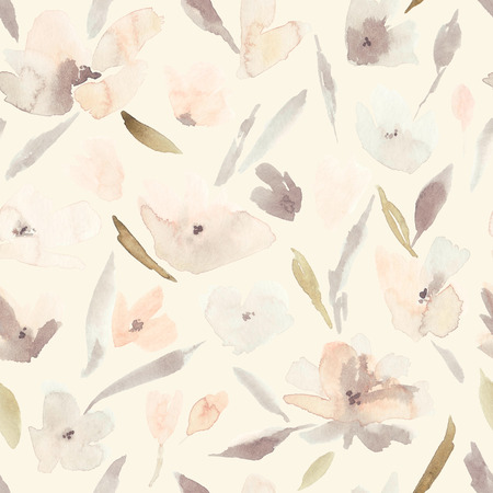 Elegant watercolor abstract floral seamless spring, summer pattern. Feminine watercolor trendy flower illustration, art print and backdrop. Stylish cute pastel colors autumn repeating background.の写真素材