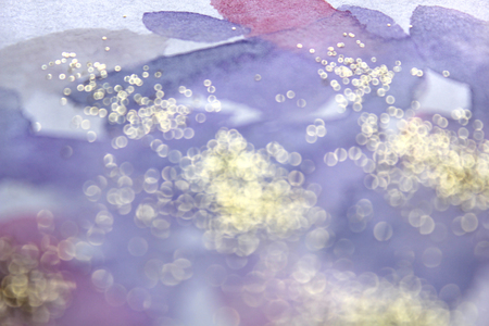 Abstract watercolor glittery background. Dreamy, blurred, magical backdrop. Elegant, feminine, soft light, golden abstraction.の写真素材