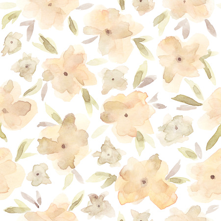 Elegant watercolor abstract floral seamless spring, summer pattern. Feminine watercolor trendy flower illustration, art print and backdrop. Stylish cute pastel colors autumn repeating background.の写真素材