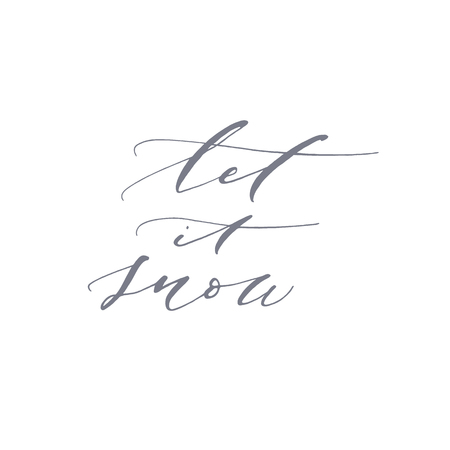 Elegant stylish Christmas hand lettered quote for greeting cards. Minimalist vector hand written holiday delicate phrase. Gentle feminine calligraphic festive brush lettering. Let it snow.のイラスト素材