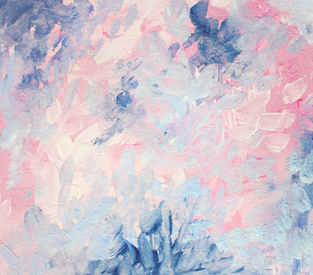 Abstract gouache background. Dreamy, elegant and cheerful pink and blue abstraction.の写真素材