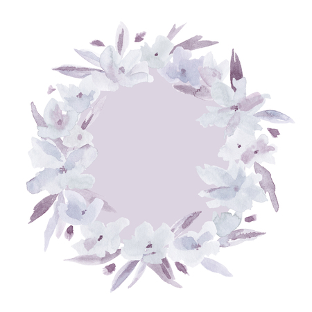Elegant  abstract winter floral wreath. Feminine trendy flower illustration, art print or card. Stylish pastel christmas colors. Cute arrangement, bouquet and save the date wedding template.の写真素材