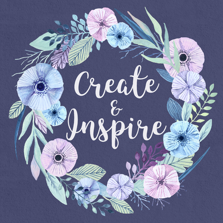 Flower wreath. Inspirational poster.の写真素材