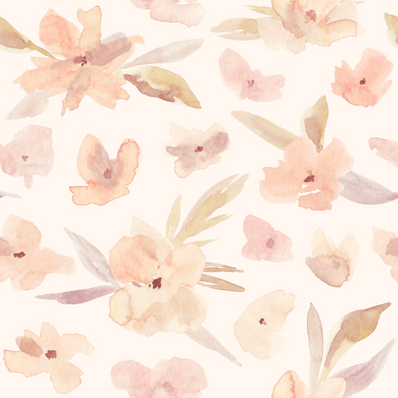 Elegant watercolor abstract floral seamless spring, summer pattern. Feminine watercolor trendy flower illustration, art print and backdrop. Stylish cute pastel colors autumn repeating background.の写真素材