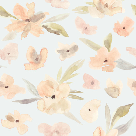 Elegant watercolor abstract floral seamless spring, summer pattern. Feminine watercolor trendy flower illustration, art print and backdrop. Stylish cute pastel colors autumn repeating background.の写真素材