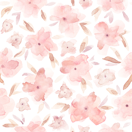 Elegant watercolor abstract floral seamless spring, summer pattern. Feminine watercolor trendy flower illustration, art print and backdrop. Stylish cute pastel colors autumn repeating background.の写真素材