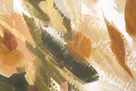 Abstract hand painted background. Stylish artistic backdrop. Fashion feminine expressive art print. Modern elegant abstraction. Luxury gold painted wallpaper. Watercolor chic trendy Christmas texture.の写真素材