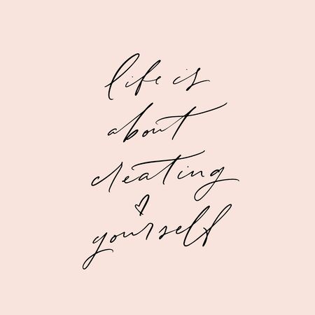Vector hand written motivational and inspirational quote. Mindfulness phrase. Stylish t-shirt and apparel print. Social media post.のイラスト素材