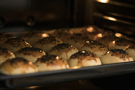 Baked buns and buns in the ovenの写真素材