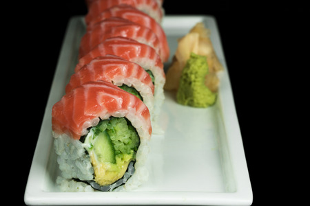 Shrimp and salmon variety sushiの写真素材