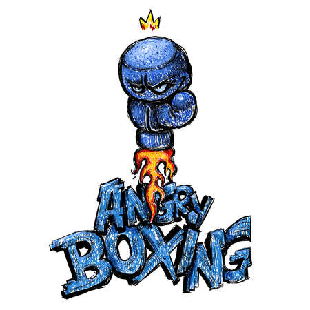 Angry Boxing glove drawing, cartoon hand-made styleのイラスト素材