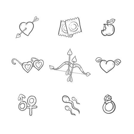 Valentines day icon set with main acessoriesのイラスト素材
