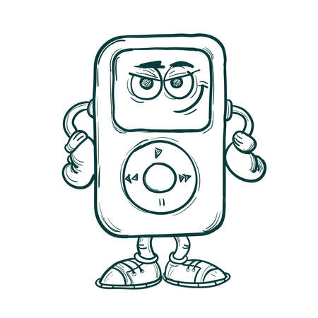 smiling music player with hands and legsのイラスト素材