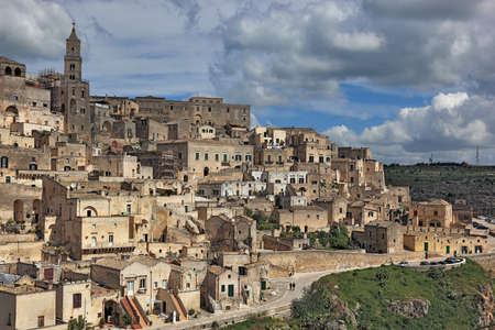 Matera, Basilicata, Italy., Old Town, Sassi, Hhlensiedlungen Sassi di Matera, a UNESCO World Heritage Siteの写真素材