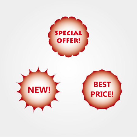 Commercial labels with text New Special offer Best price iconsのイラスト素材
