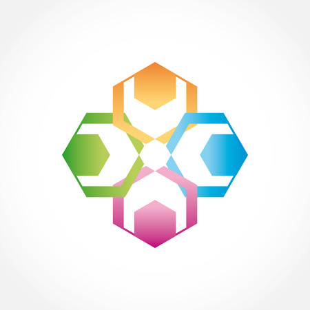 Teamwork collaboration people logo in four colorsのイラスト素材