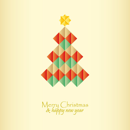 Christmas card with tree star and diamondsのイラスト素材